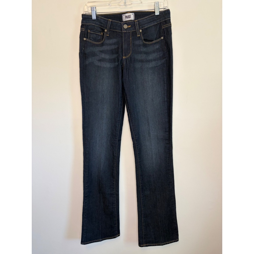 PAIGE Manhattan Bootcut Jeans Dark Indigo Blue Stretch Denim Size 27 Low Rise